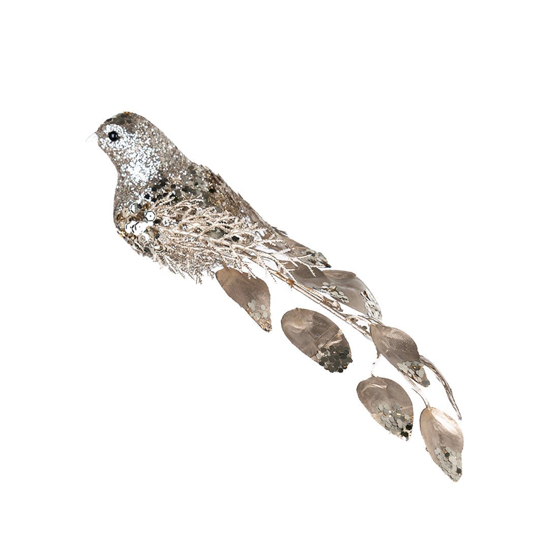 Champagne Glitter Bird Clip - on Ornament - Joy By