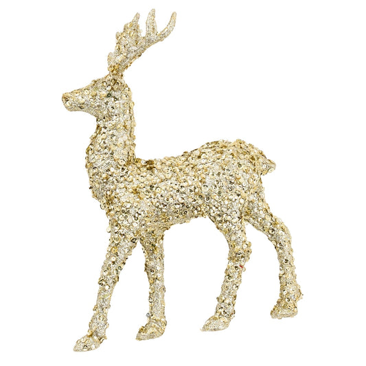 Champagne Sequin Deer Ornament - Joy By