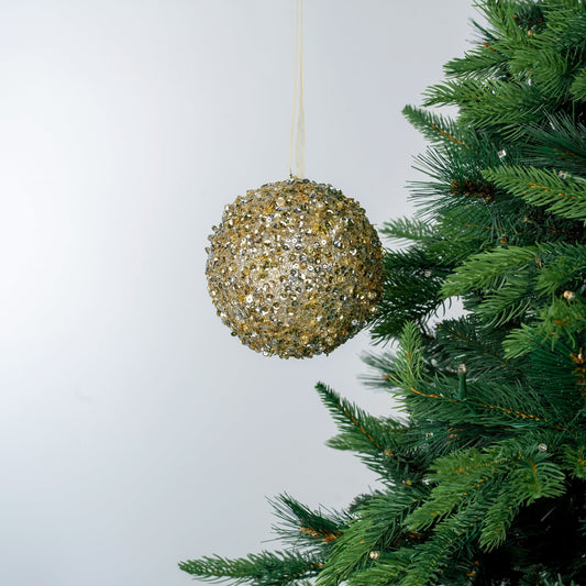 Champagne & Silver Sequin Ball Ornament - Joy By