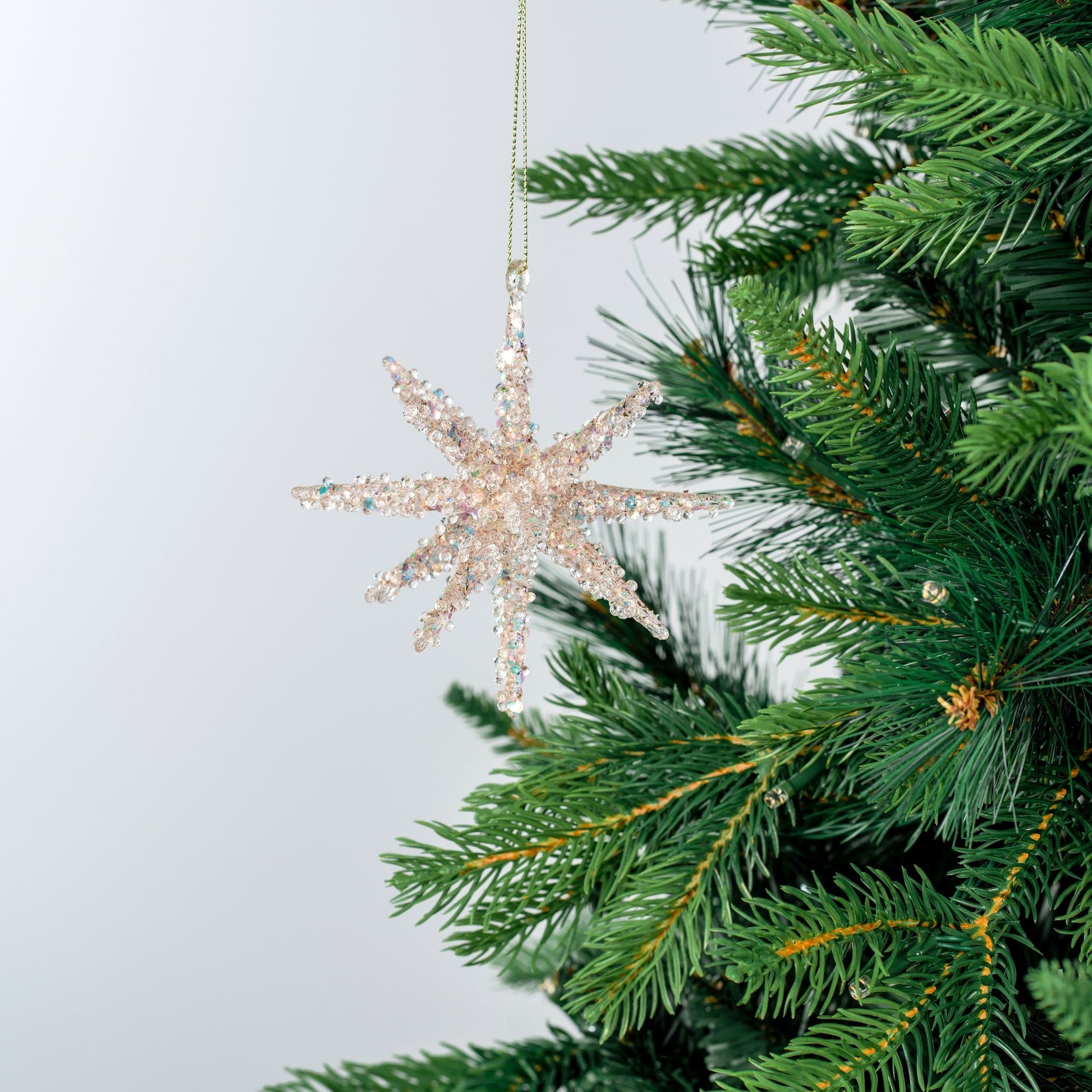 Champagne Star Burst Ornament with Glitter - Joy By