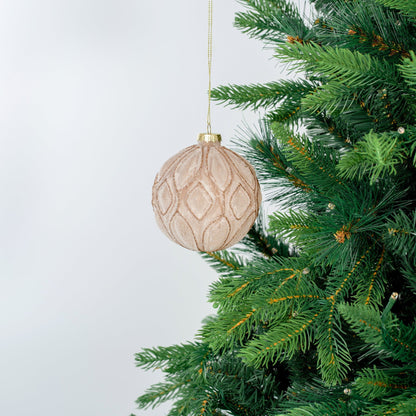 Champagne Velvet Ball Ornament with Glitter - Joy By