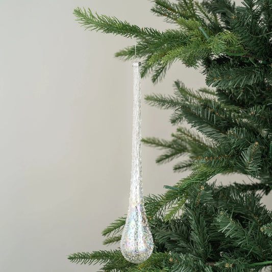 Clear Sugar Crystal Drop Ornament - Joy By