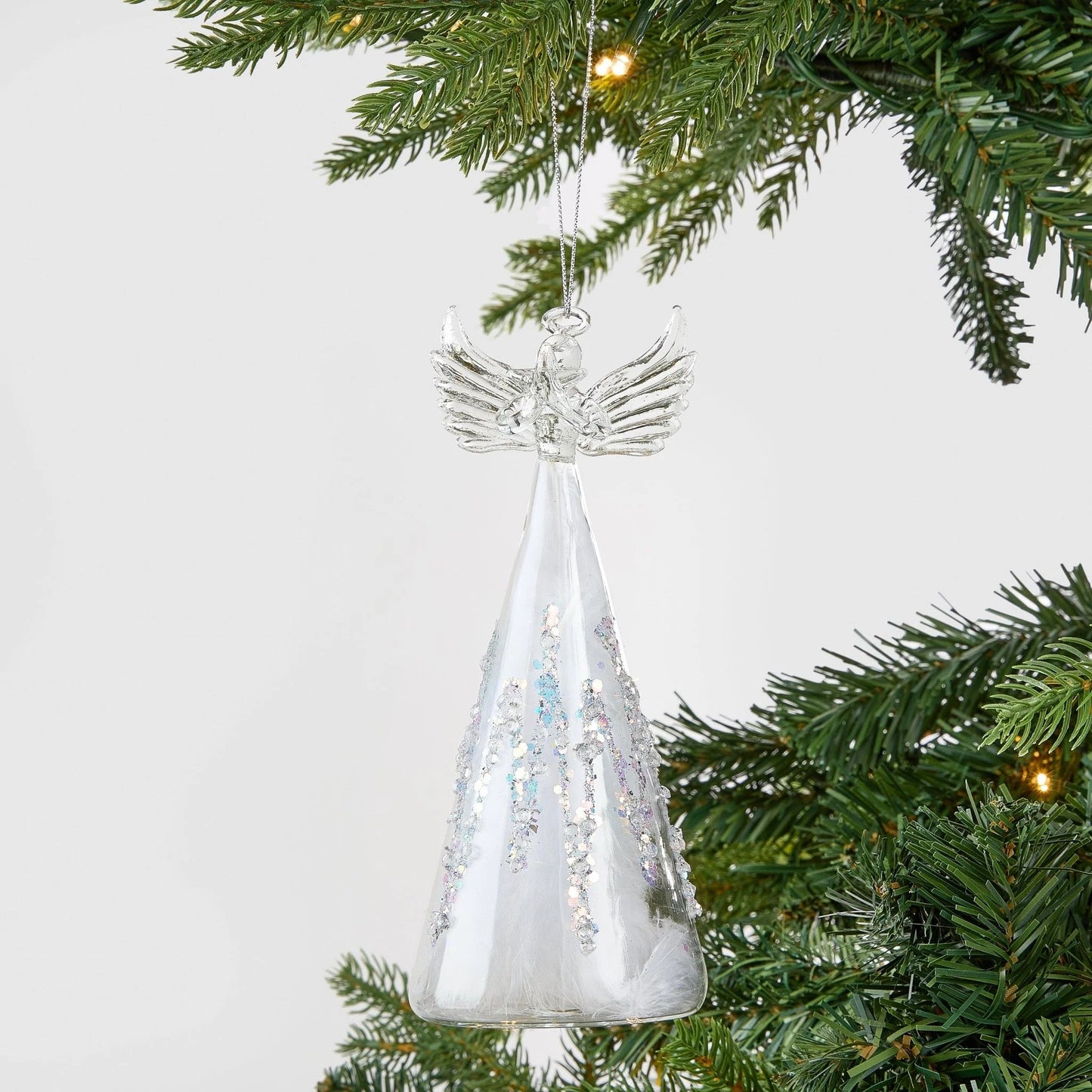 Crystal Angel Glass Ornament With White Base - Joy By