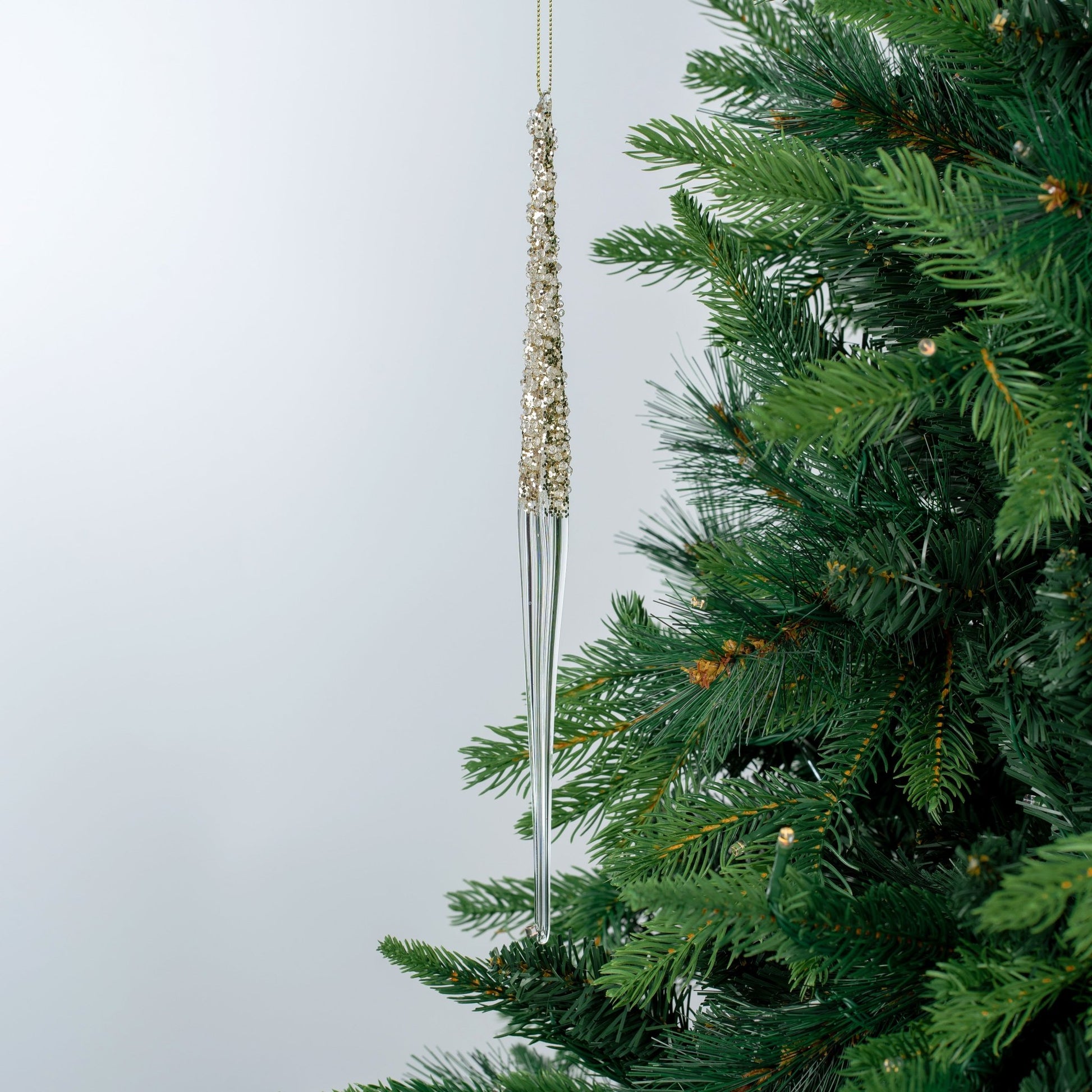 Crystal & Champagne Finial Ornament with Glitter - Joy By