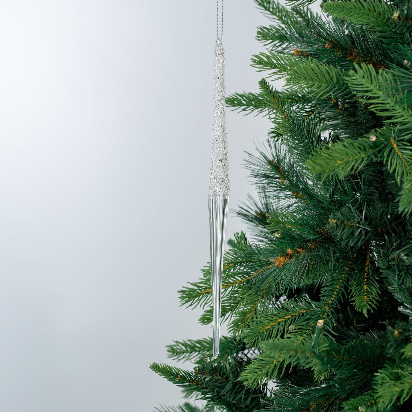 Crystal Finial Ornament with White Glitter - Joy By