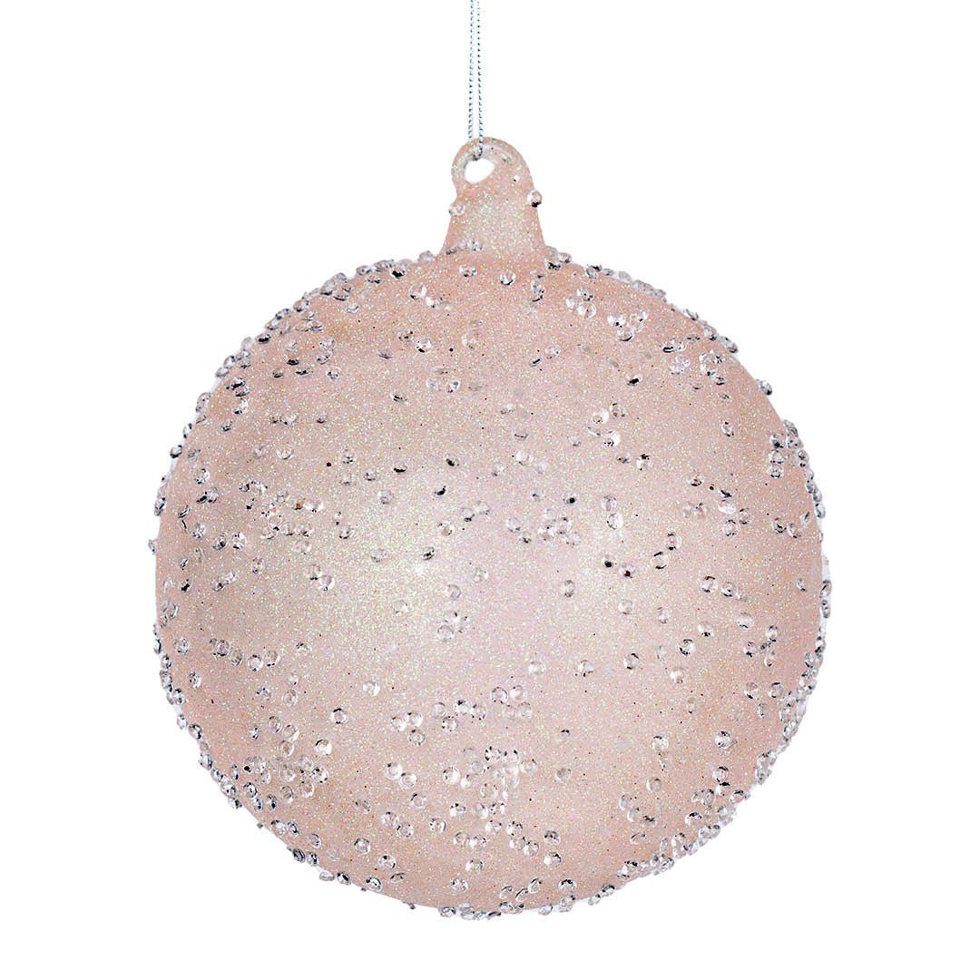 Dusty Pink Ball Ornament with Crystal Sugar Beads - Joy By