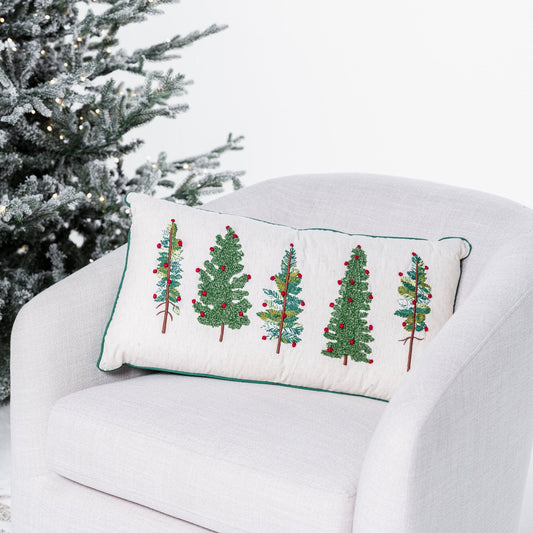 Embroidered Tree Cushion With Insert - Joy By