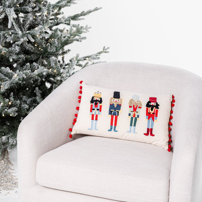 Festive Cushion with Traditional Nutcracker Embroidery & Insert - Joy By