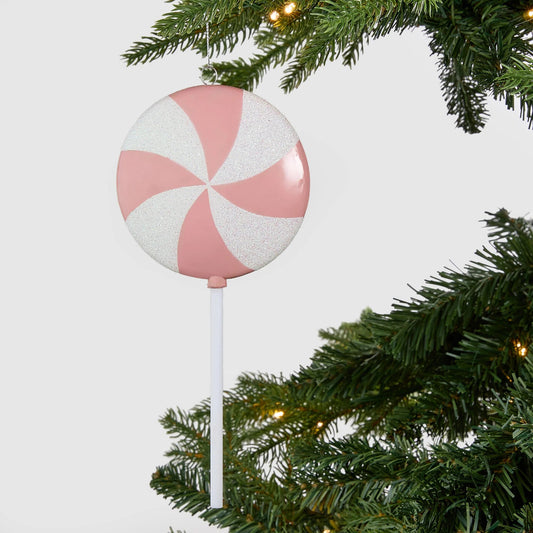 Glitter Dusted Lollipop Ornament - Joy By