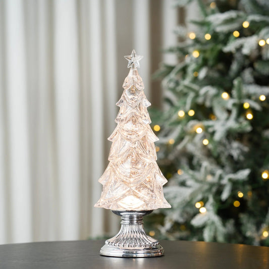 Gold Acrylic Christmas Tree Table Top with Rotating Base and LED Lights - 11" - Joy By