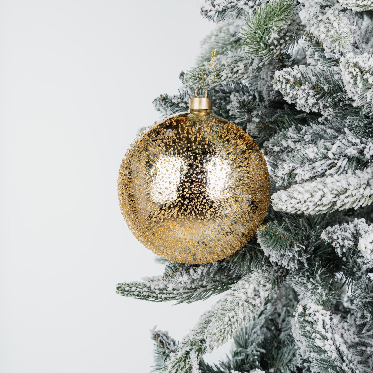 Gold Glass Ball Ornament with Sugar Beads - Joy By