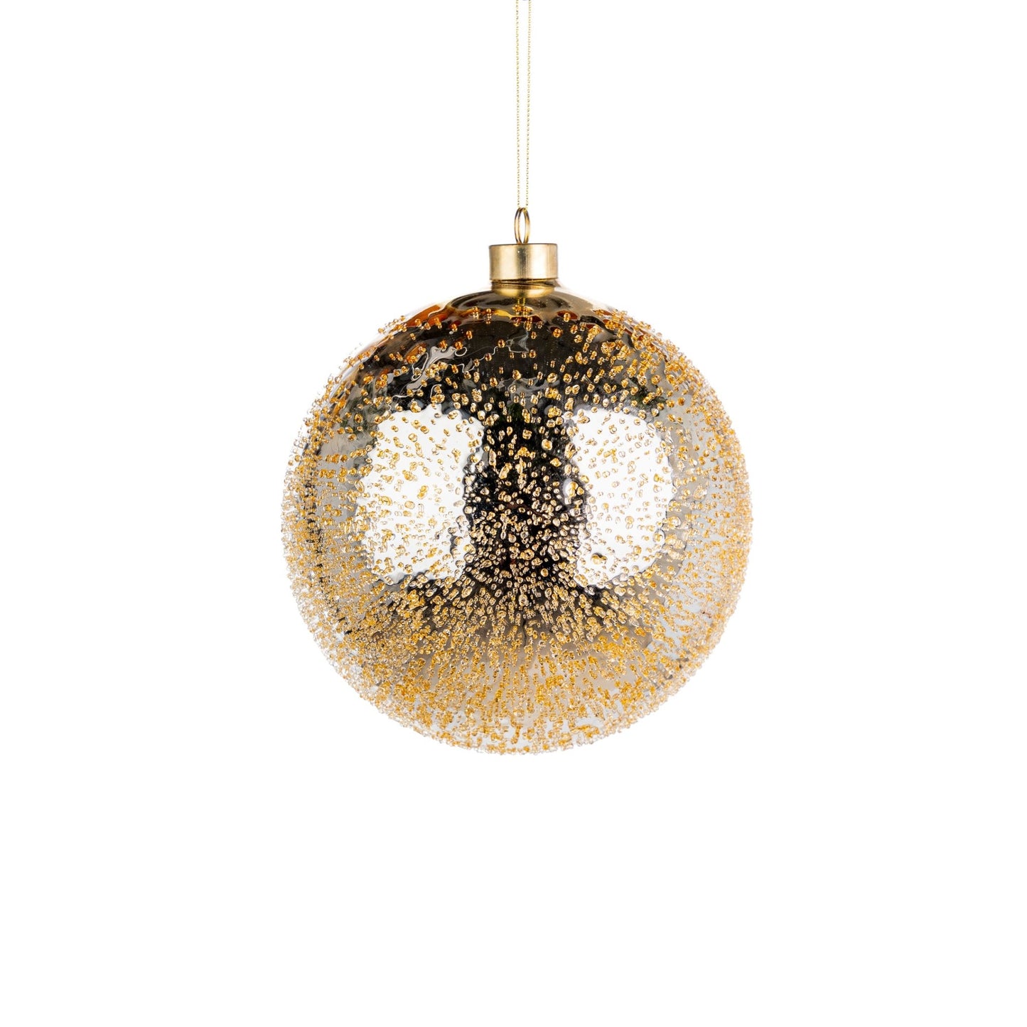 Gold Glass Ball Ornament with Sugar Beads - Joy By