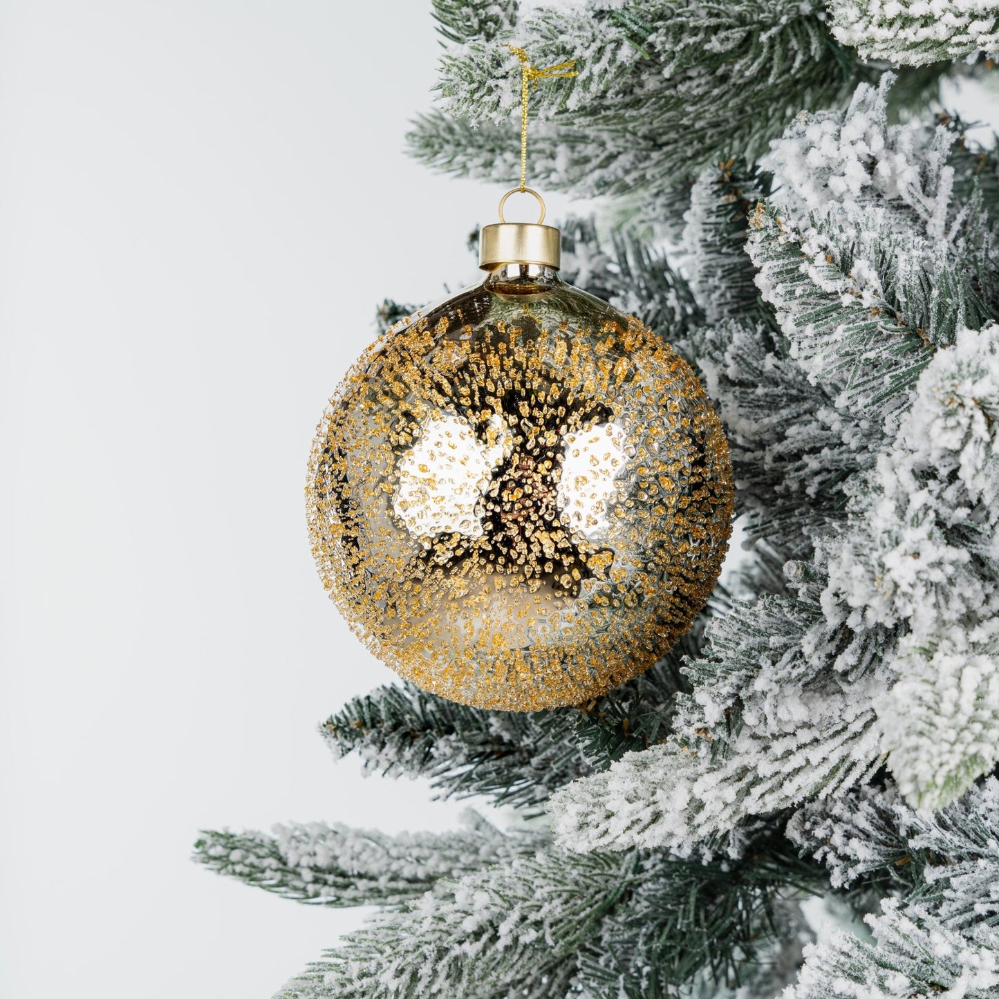 Gold Glass Ball Ornament with Sugar Beads - Joy By