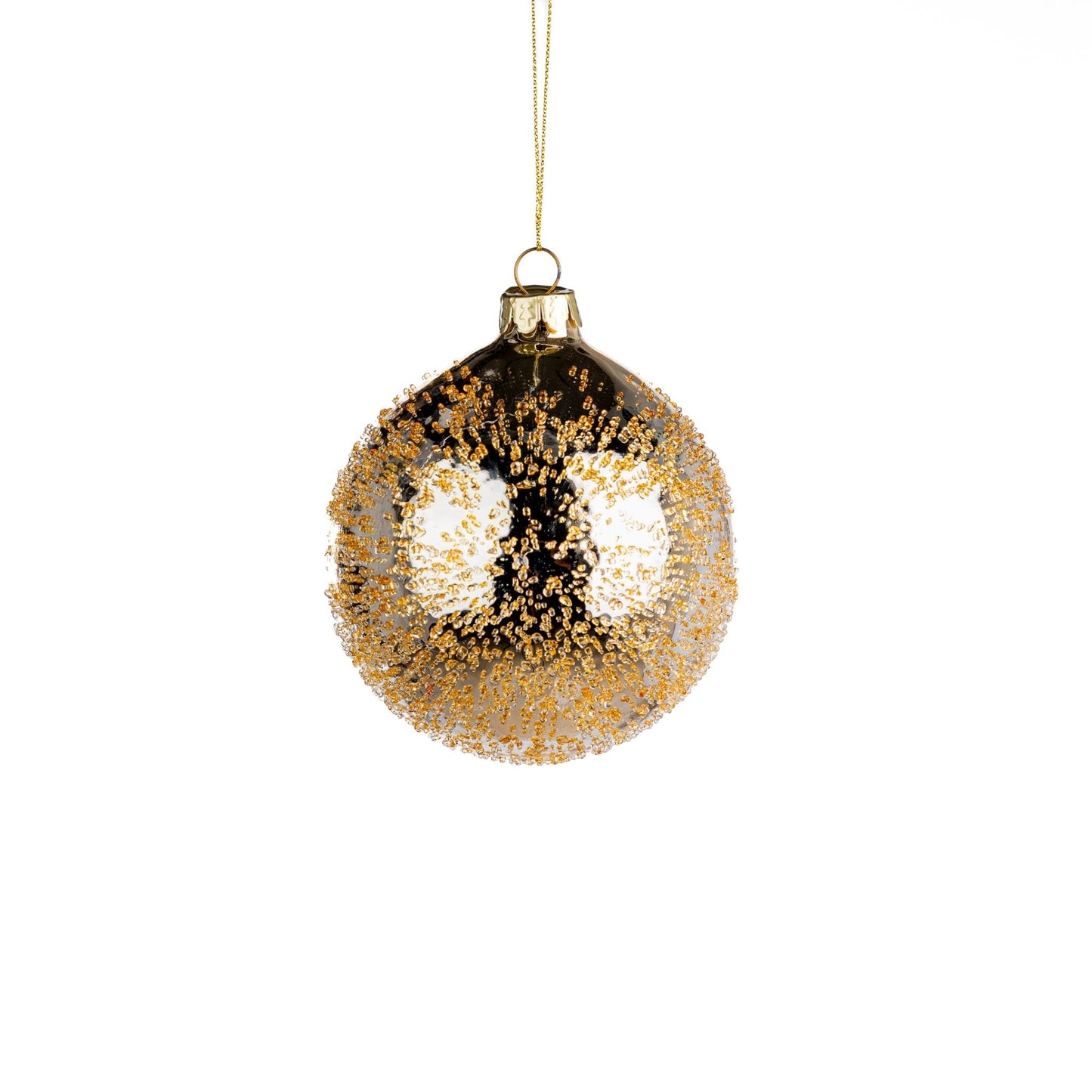 Gold Glass Ball Ornament with Sugar Beads - Joy By