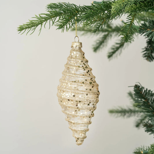 Gold Glitter Filled Finial Ornament - Joy By