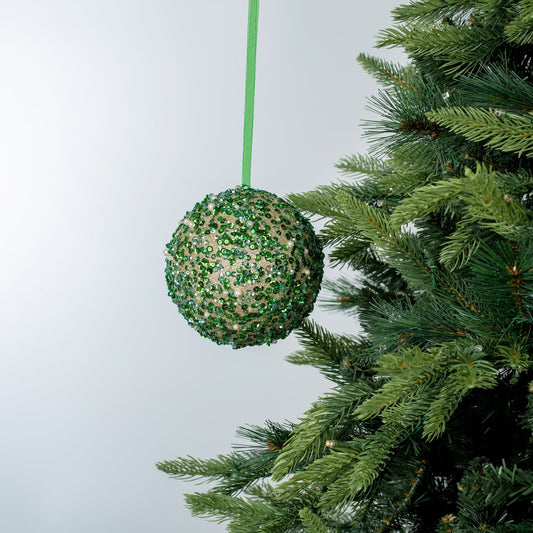 Gold & Green Sequin Ball Ornament - Joy By