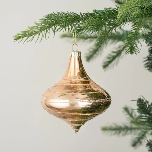 Gold Onion Ornament With Glitter - Joy By