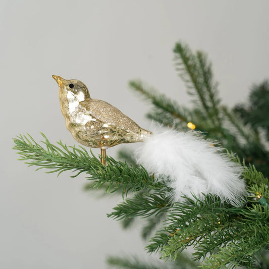 Gold Peaking Bird Clip - On Ornament - Joy By