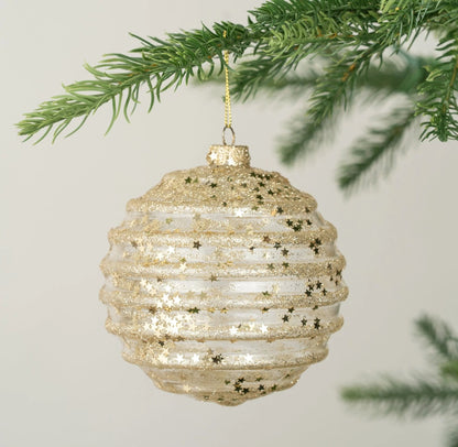 Gold Ruched Gold Ball Ornament - Joy By