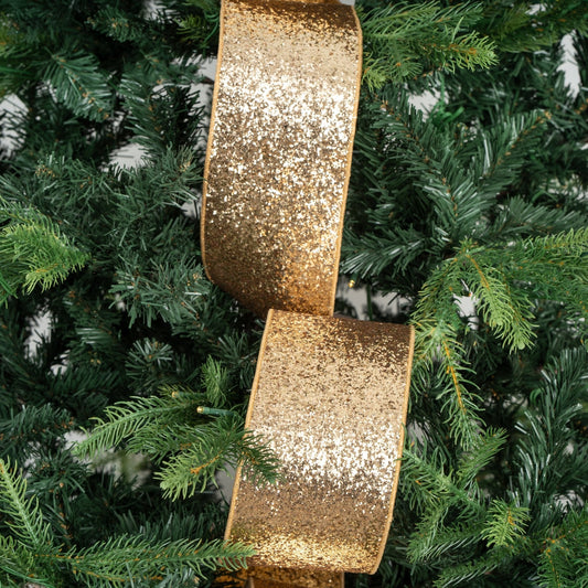 Gold Sequin Christmas Ribbon - Joy By