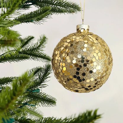 Gold Sequins Ball Ornament - 6" - Joy By