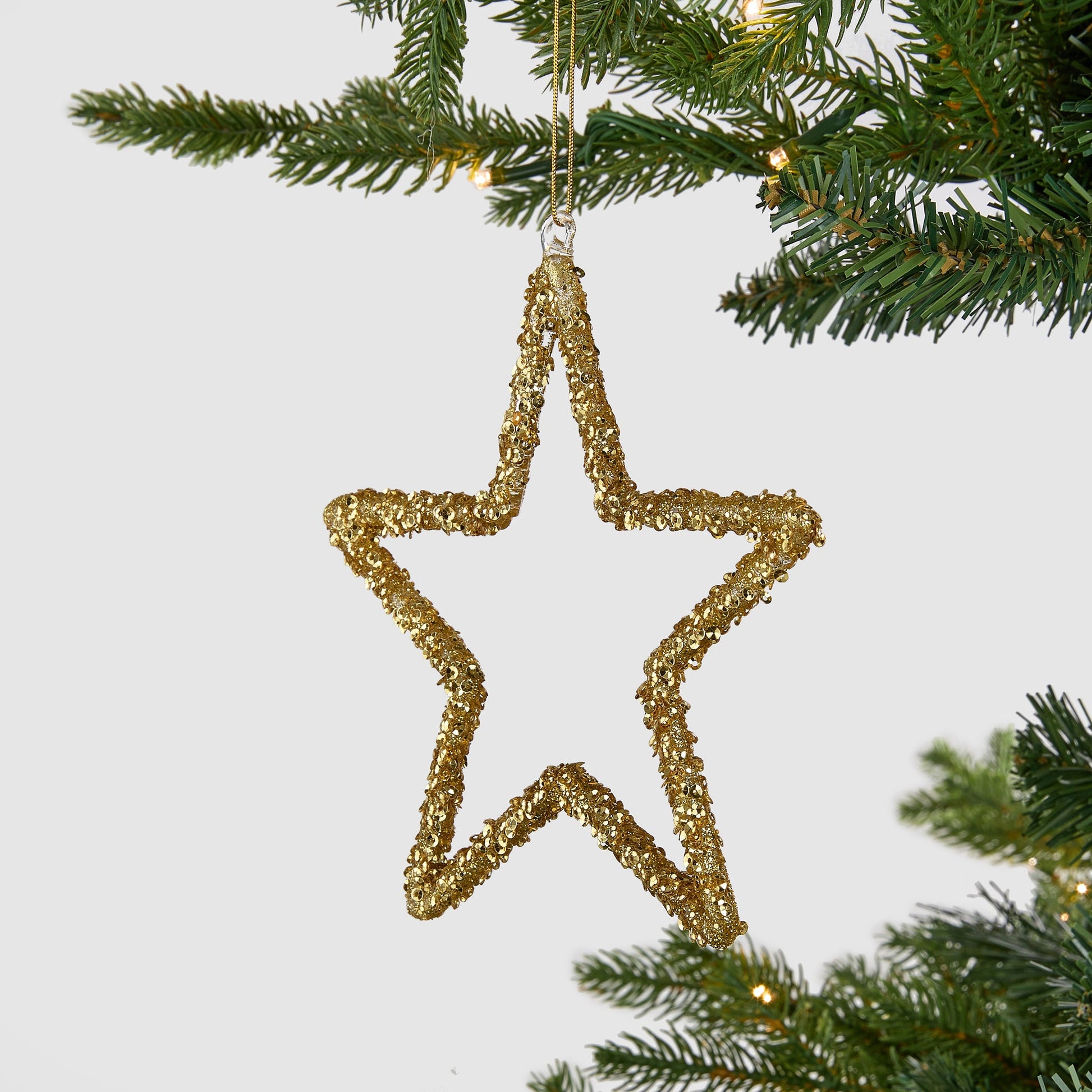 Gold Whimsical Wired Star Ornament - Joy By