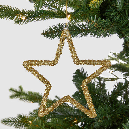 Gold Whimsical Wired Star Ornament - Joy By