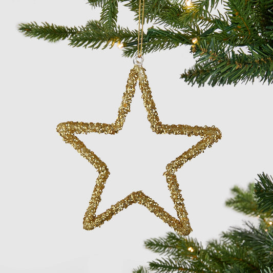 Golden Wired Star Ornament - Joy By