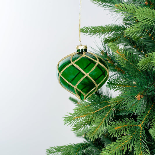 Green Crystal Onion Ornament with Glitter Swerves - Joy By