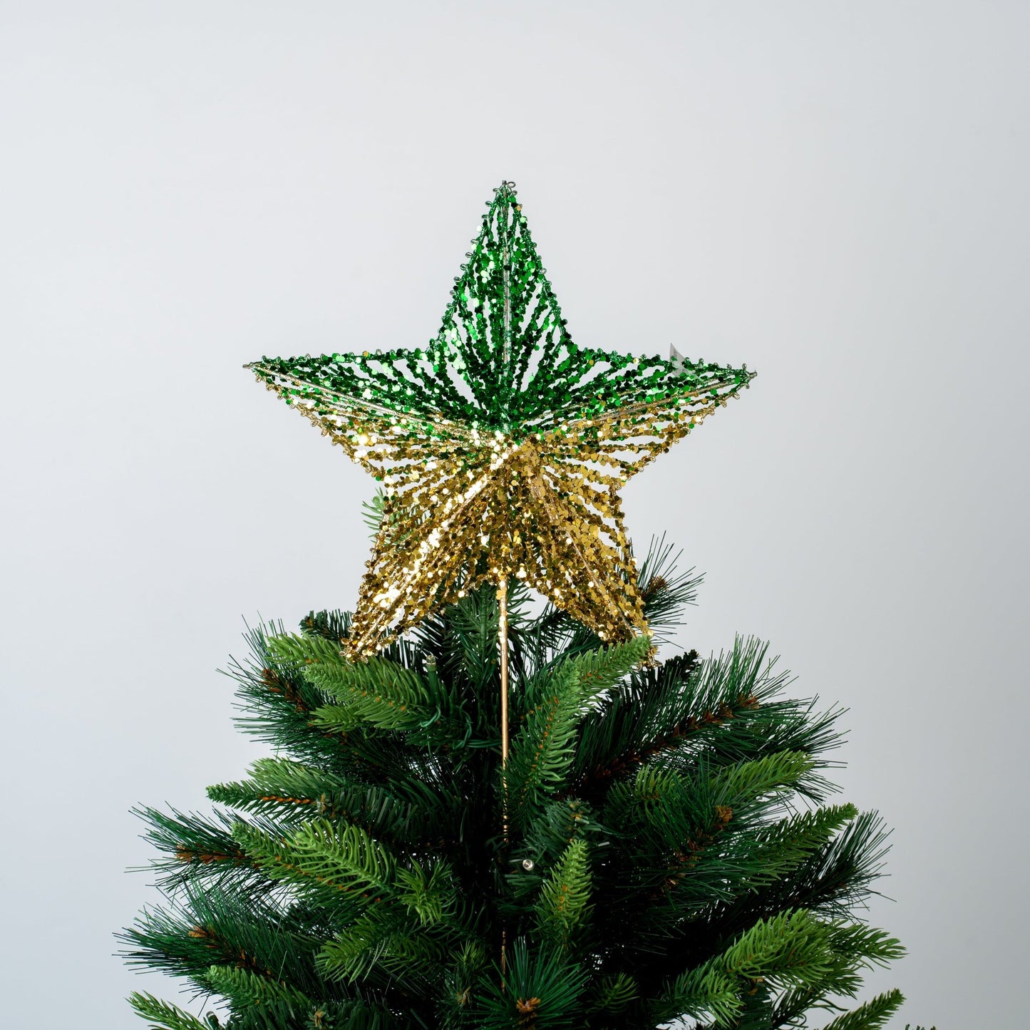 Green & Gold 28" Glitter Star Tree Topper - Joy By