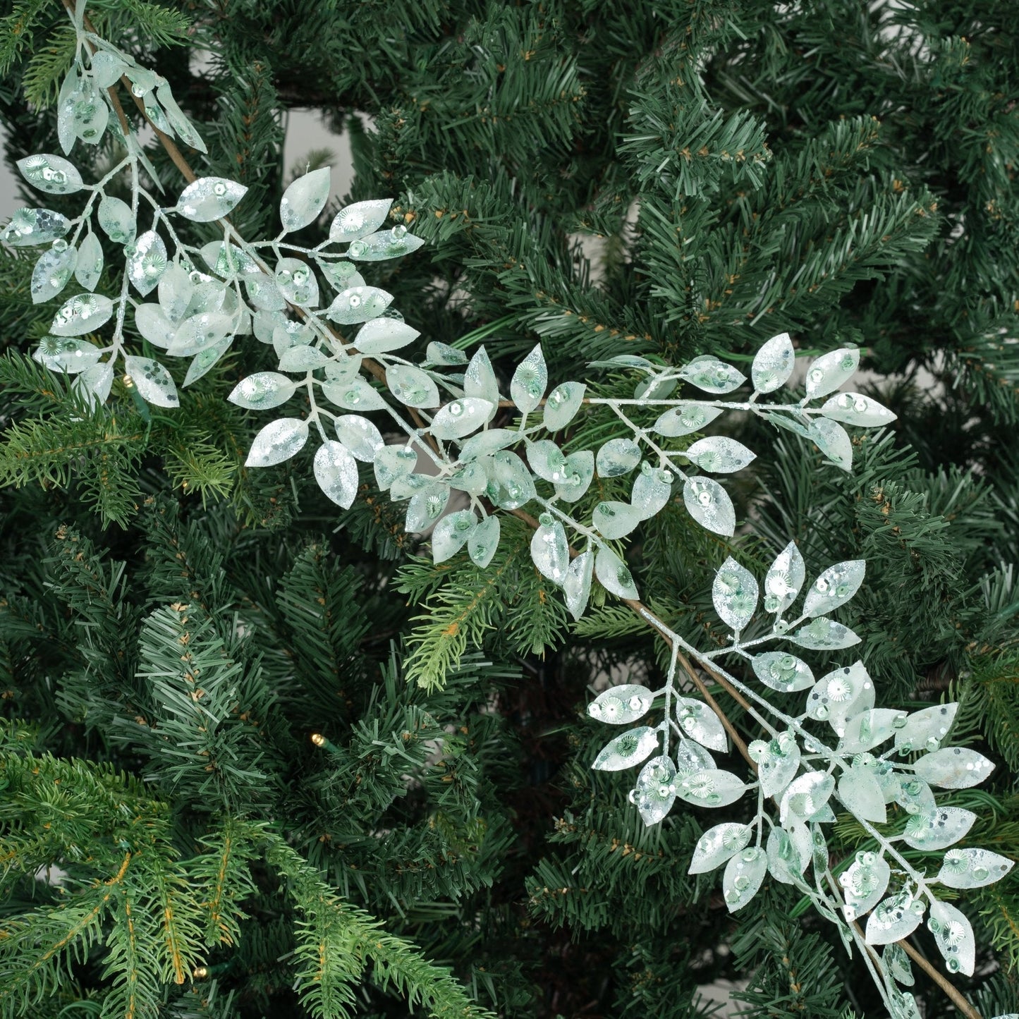 Green Merry Winter Frosted Flower Garland - Joy By