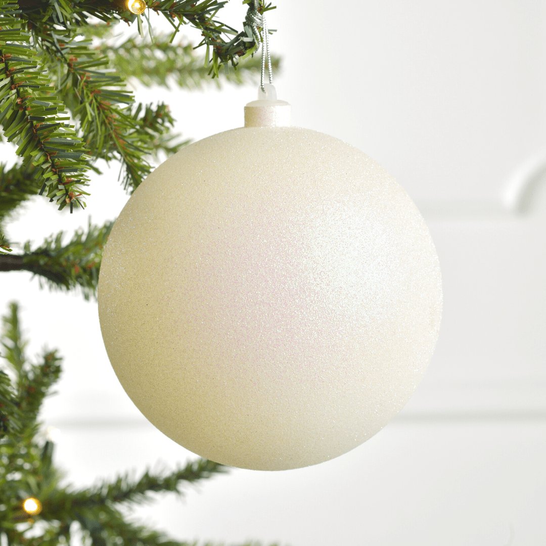 Iridescent White Glitter Ball Ornament - Joy By