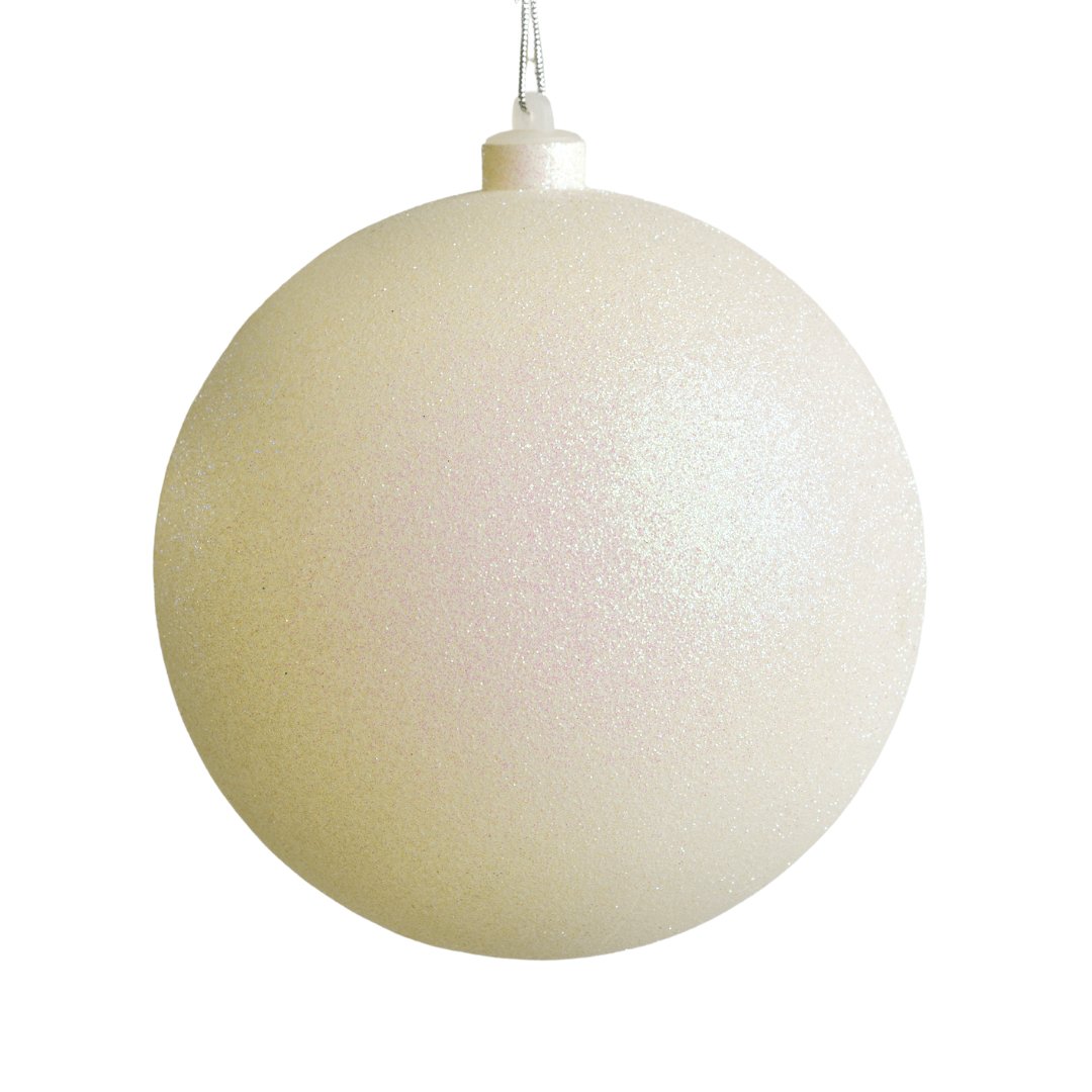 Iridescent White Glitter Ball Ornament - Joy By