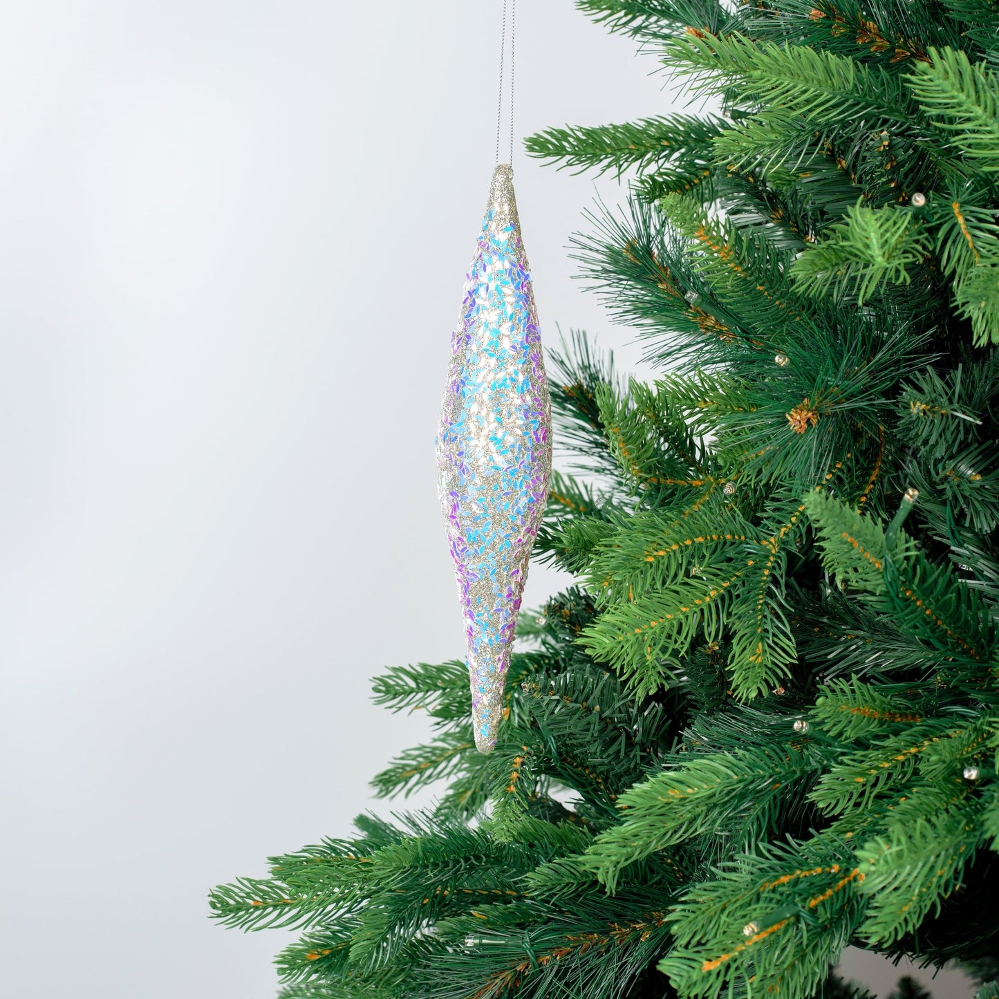 Irisdescent Finial Ornament with Iridescent Sequins - Joy By