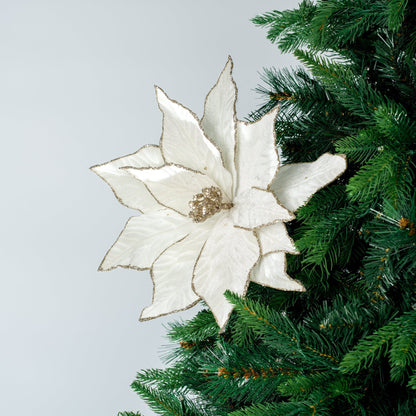 Ivy & Silver Velvet Poinsettia Flower Pick - Joy By