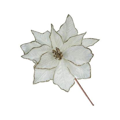 Ivy & Silver Velvet Poinsettia Flower Pick - Joy By