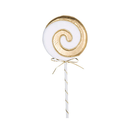 Large Gold & White Swirl Lollipop Ornament - Joy By