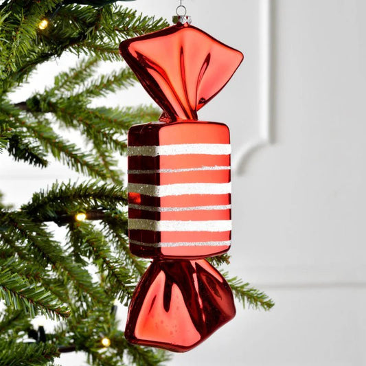 Large Red & White Candy Ornament - Joy By