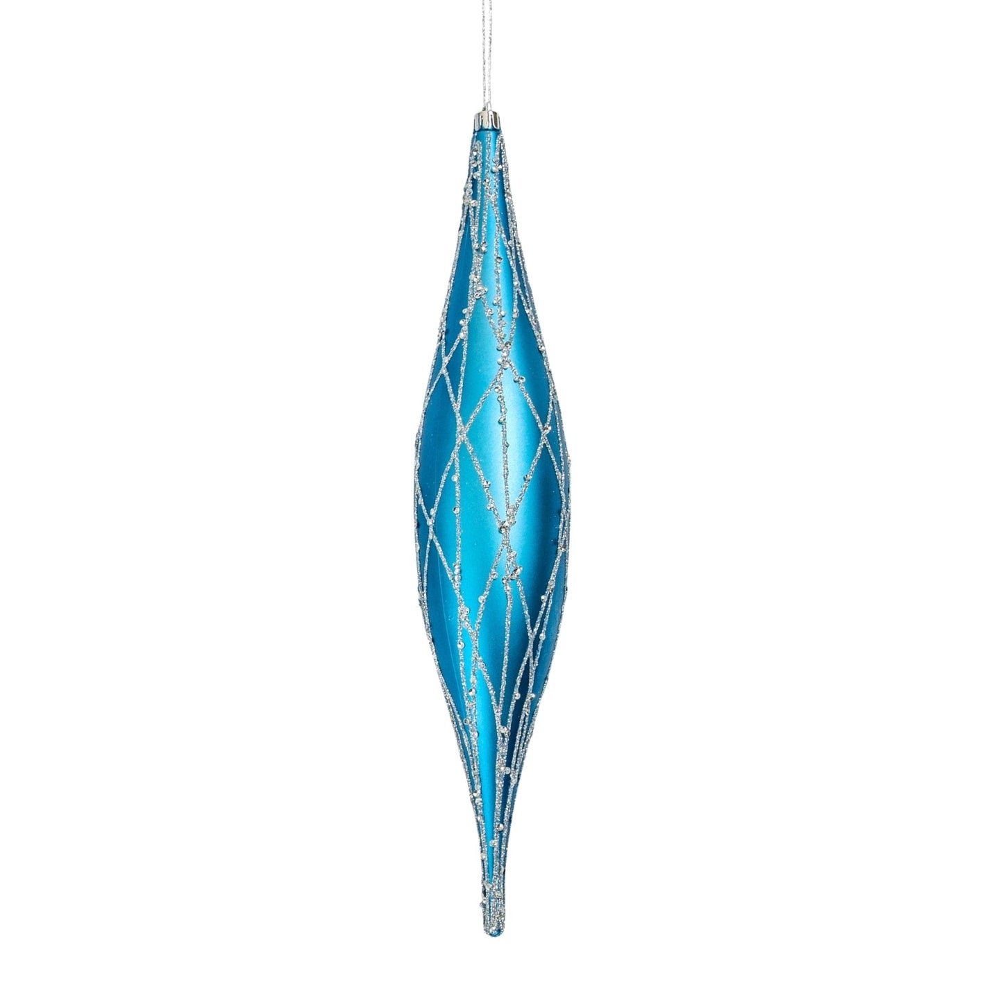 Matte Blue & Silver 13" Shuttle Ornament - Joy By