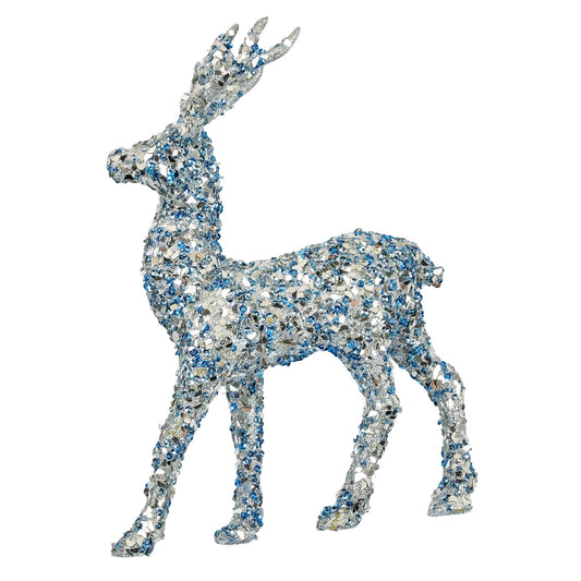 Matte Blue standing Deer with Sequins - Joy By