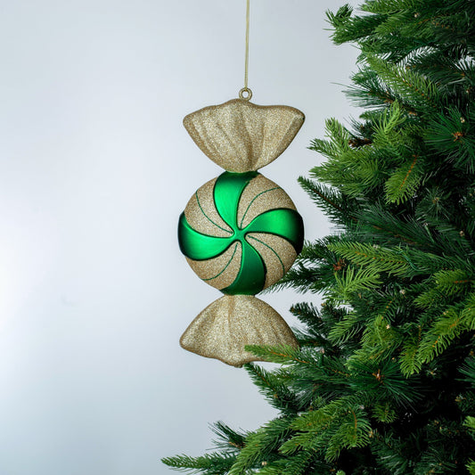 Matte Green & Champagne Candy Ornament - Joy By