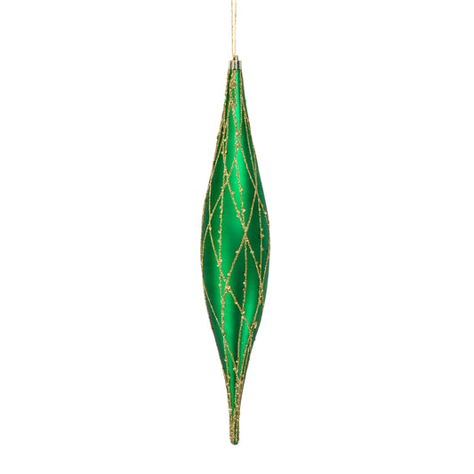 Matte Green & Gold 13" Shuttle Ornament - Joy By