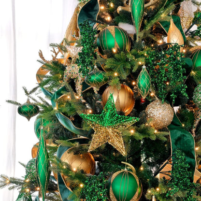 Matte Green & Gold 6" Ball Ornament - Joy By