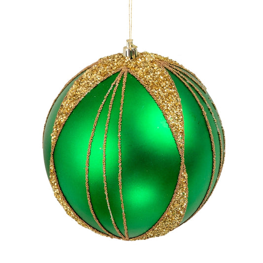 Matte Green & Gold 6" Ball Ornament - Joy By