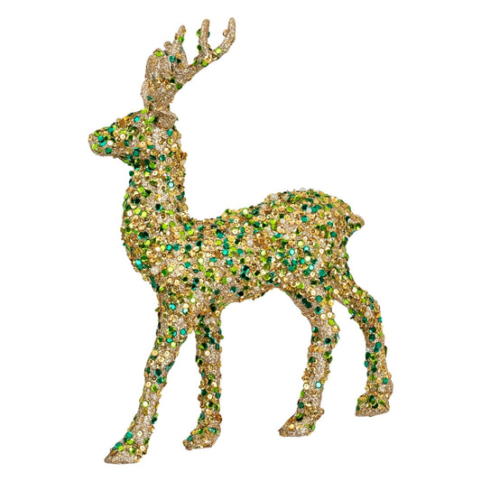 Matte Green & Gold Deer Ornament - Joy By