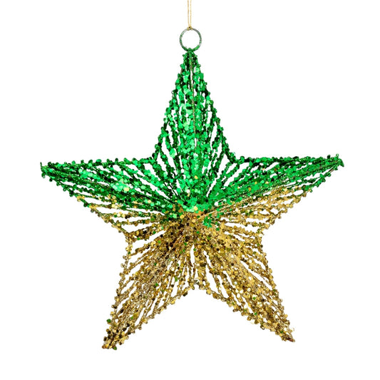 Matte Green & Gold Star Ornament - Joy By