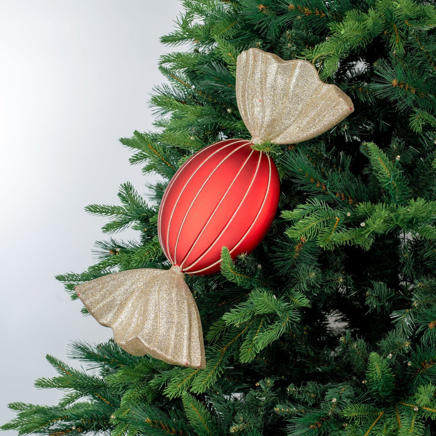 Matte Red & Champagne 18.5" Candy Ornament - Joy By