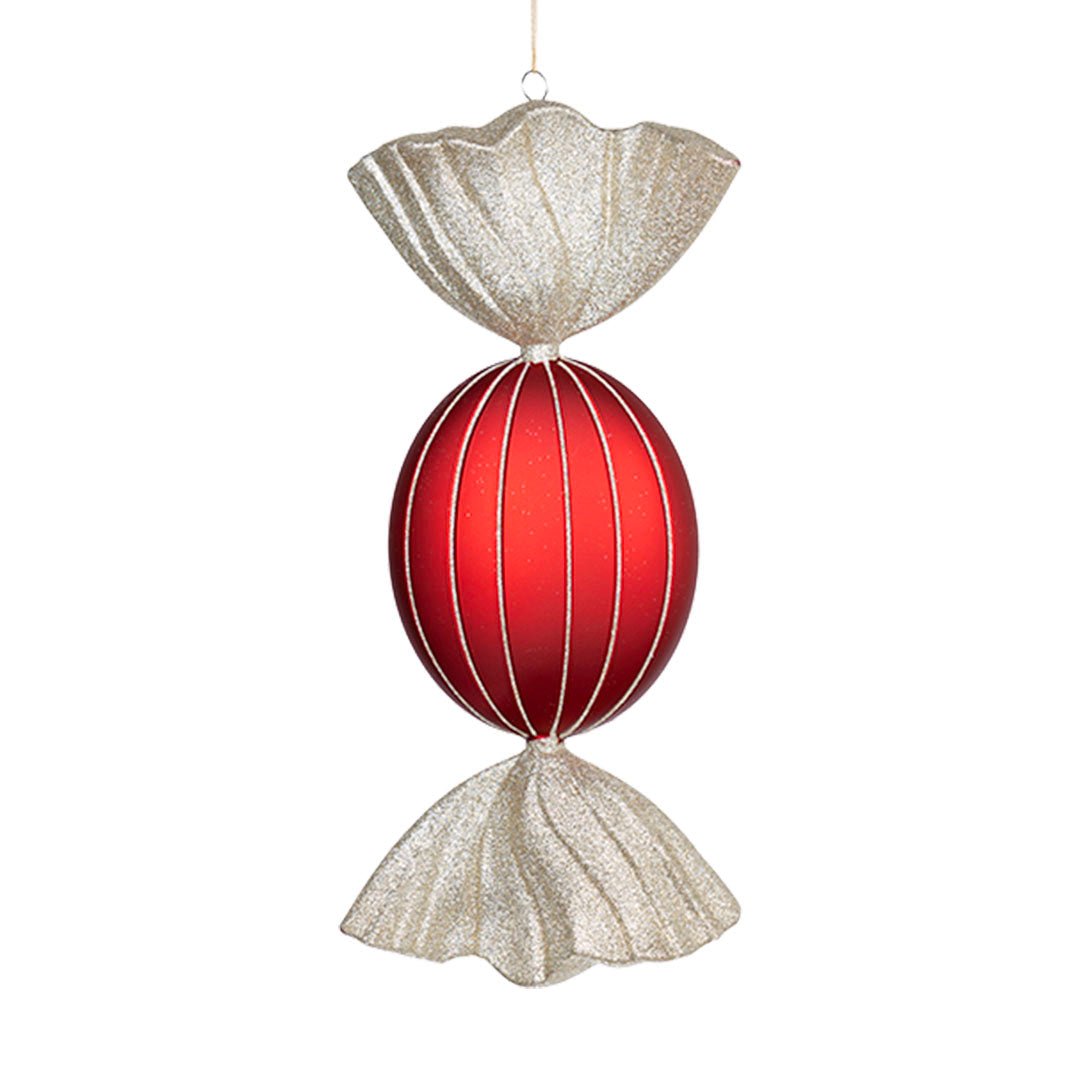 Matte Red & Champagne 18.5" Candy Ornament - Joy By