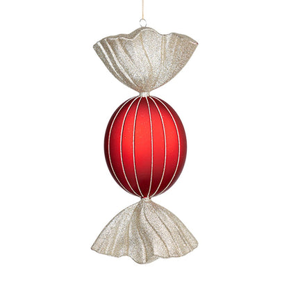 Matte Red & Champagne 18.5" Candy Ornament - Joy By