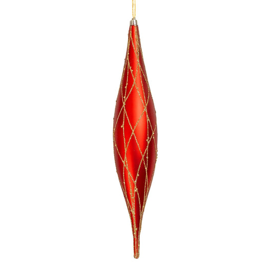 Matte Red & Gold 13" Shuttle Ornament - Joy By